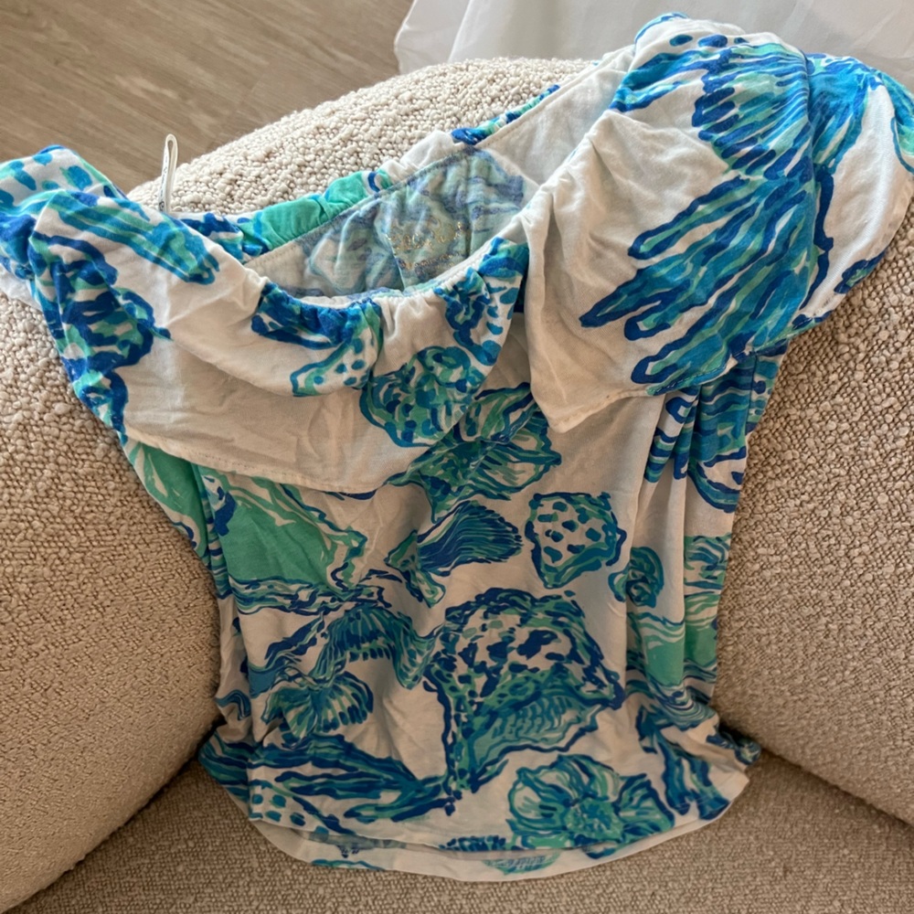 Lilly Pullitzer One Shoulder Ruffle Top, Resort White Barefoot Princess, Size Xs